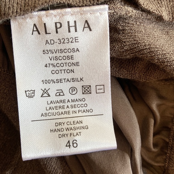 NWT ALPHA Massimo Rebecchi Brown Thin Knit Sheer Silk Back Cardigan Size 46 - Picture 9 of 12